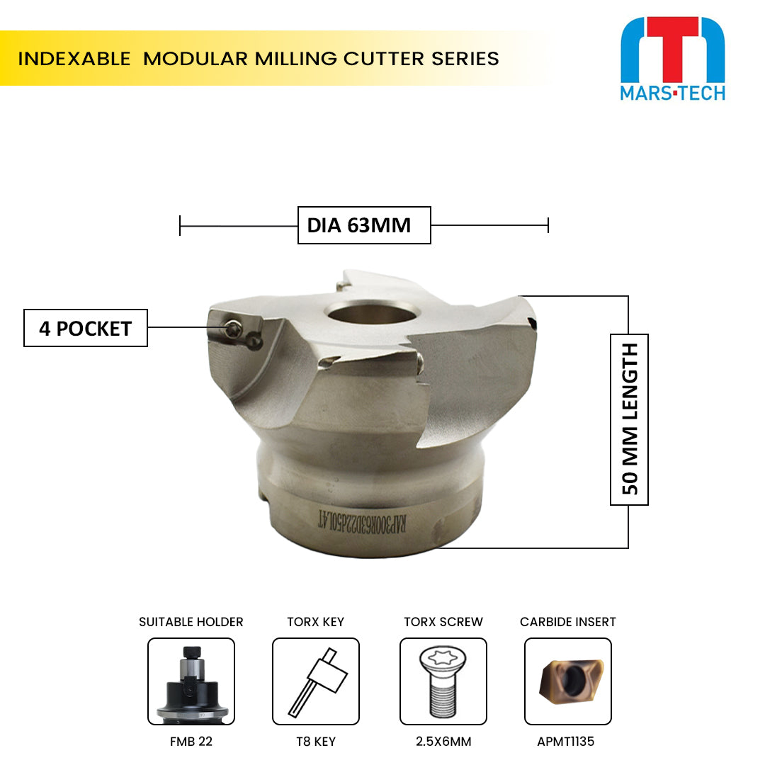 Indexable modular milling cutter