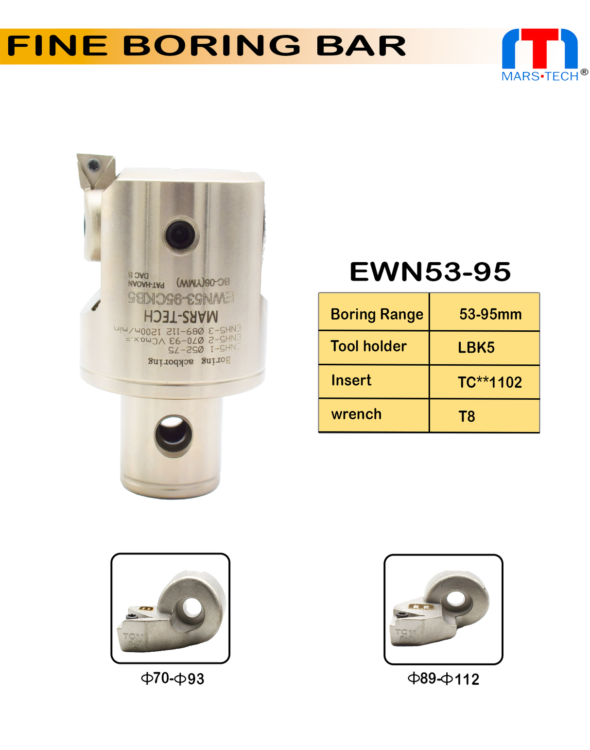 EWN53 boring head 53–95 mm range cartridge pack of 1