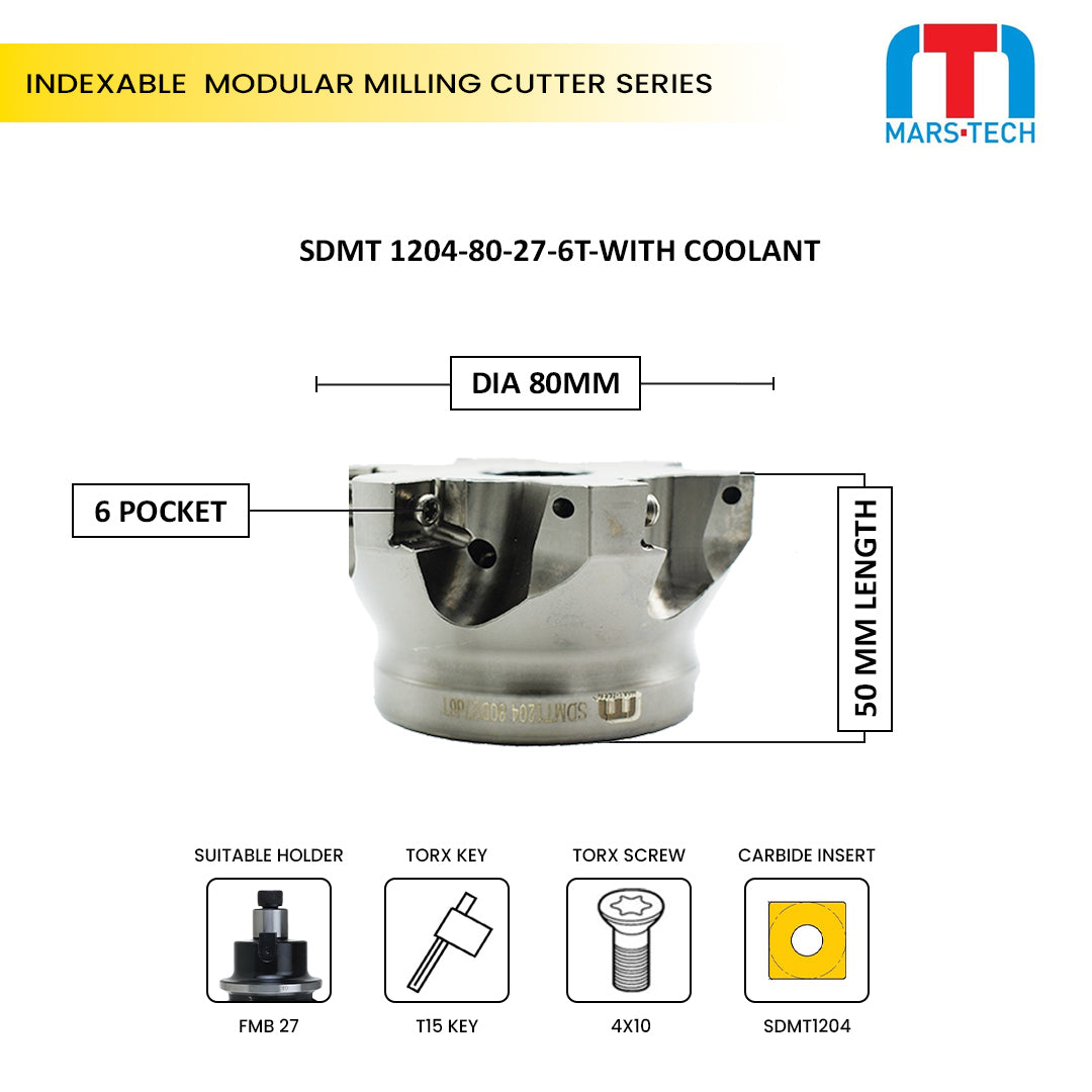 SDMT1204 Milling Cutter DIA 50mm for WIDIA M690 Inserts