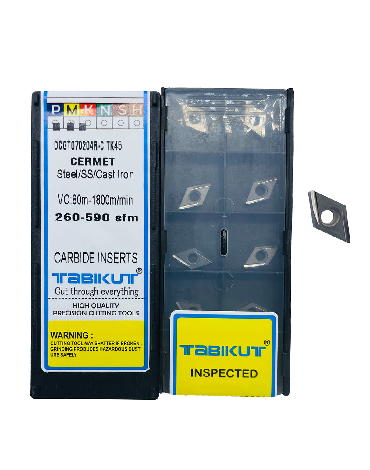 Cermet inserts in a black plastic packaging