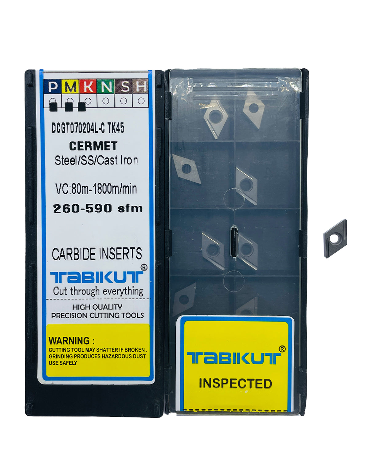 Cermet inserts in a black plastic packaging