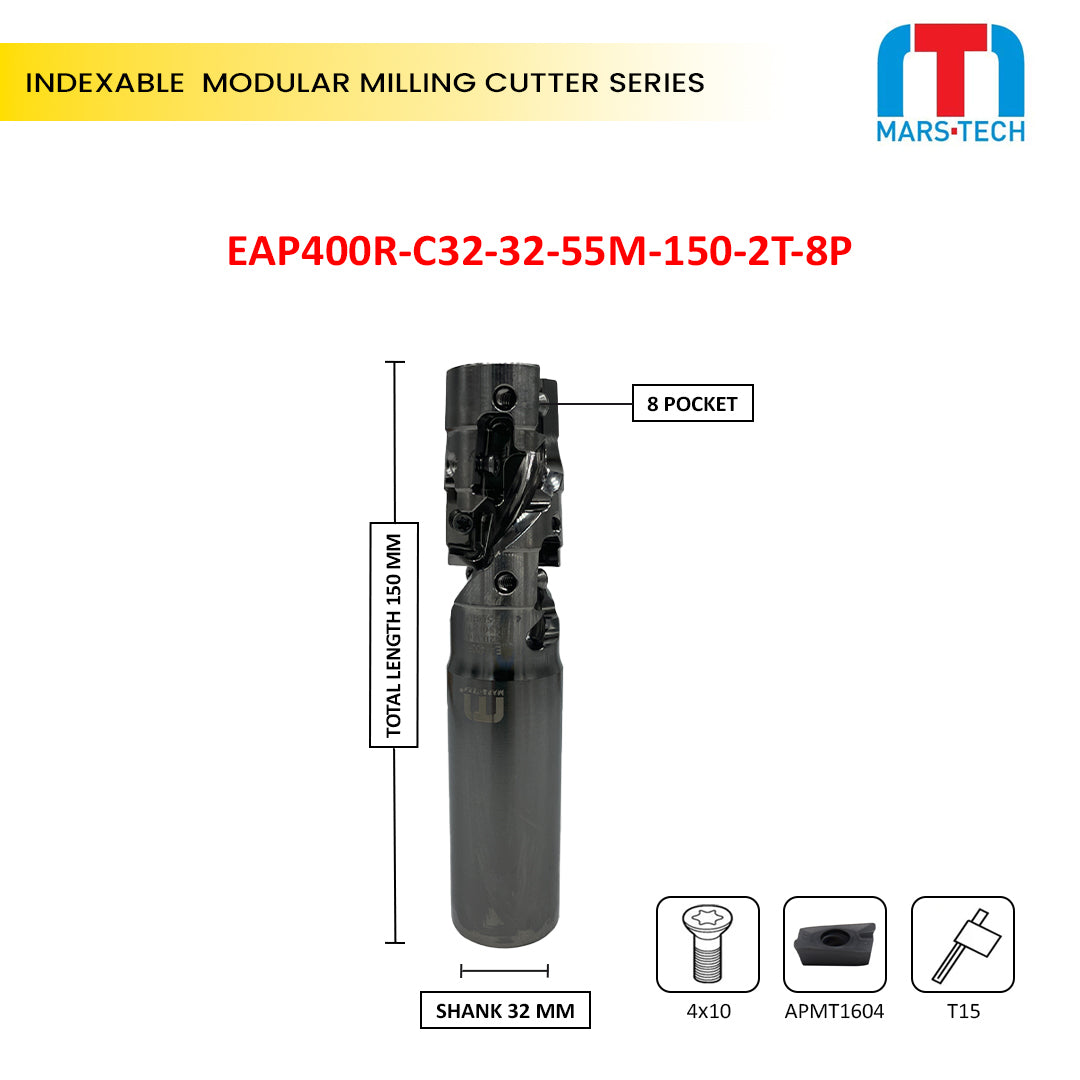 Indexable modular milling cutter