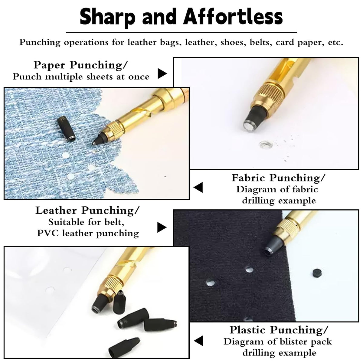Adjustable leather screw hole punch tool