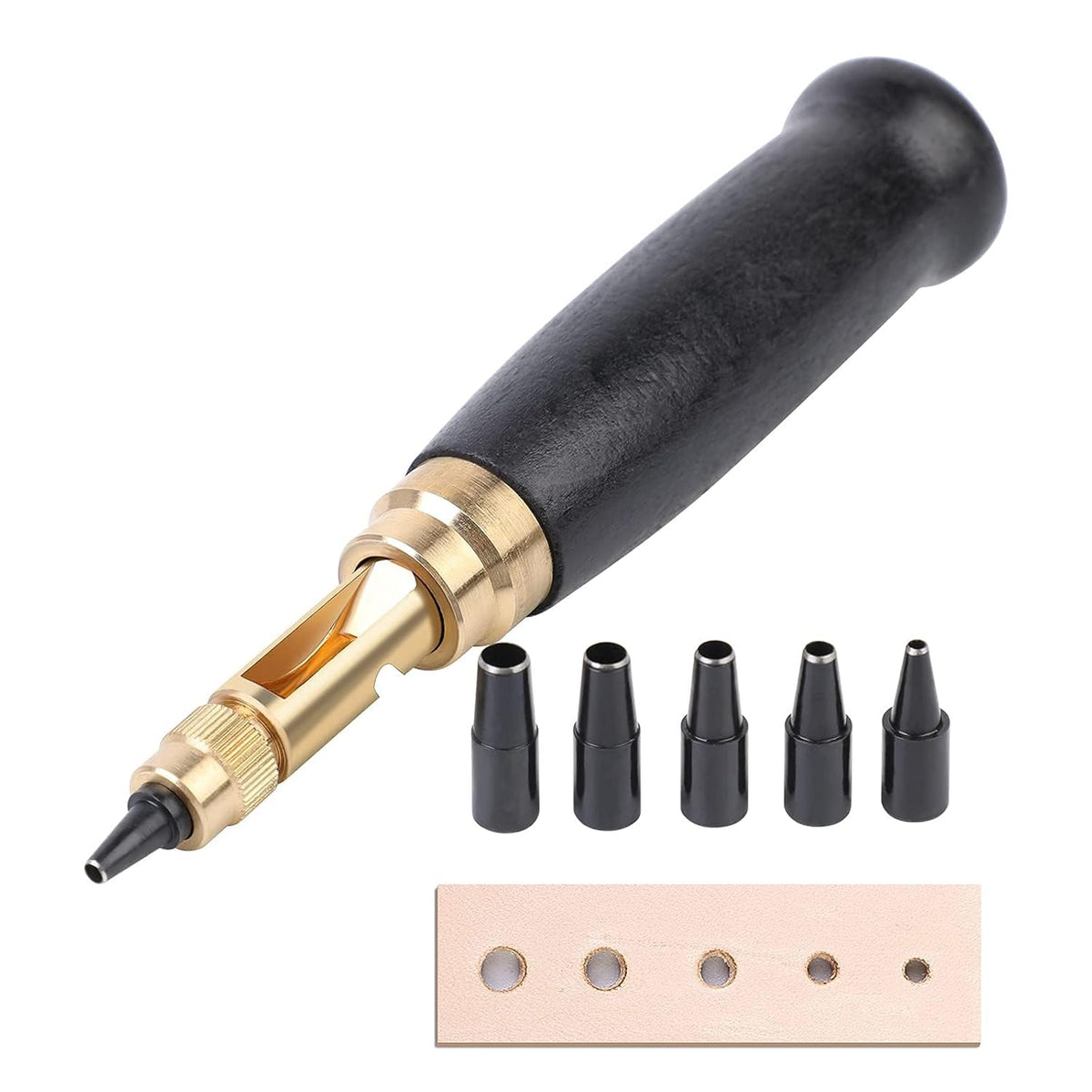 Automatic leather screw hole punch tool