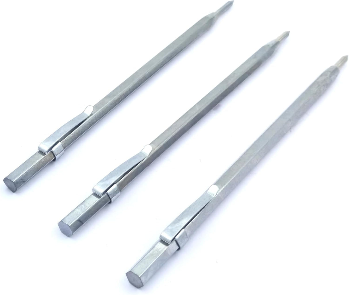 Three metal scribe marking tools