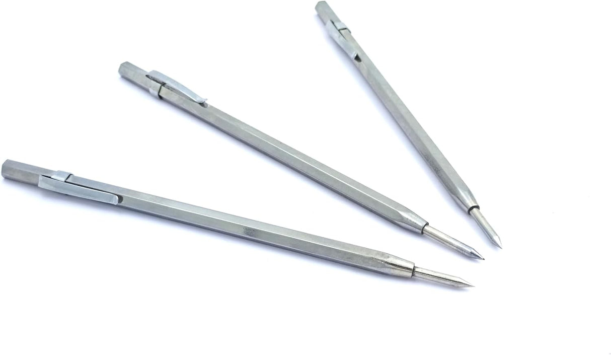 Three metal scribe marking tools