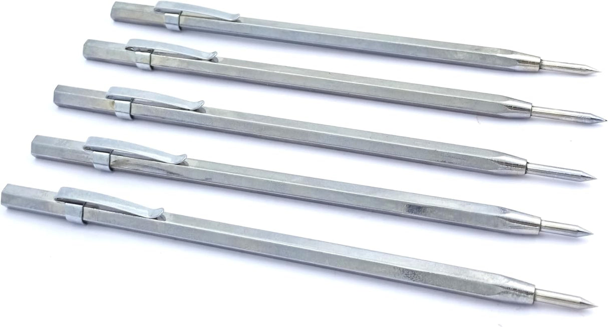 Five metal scribe marking tools