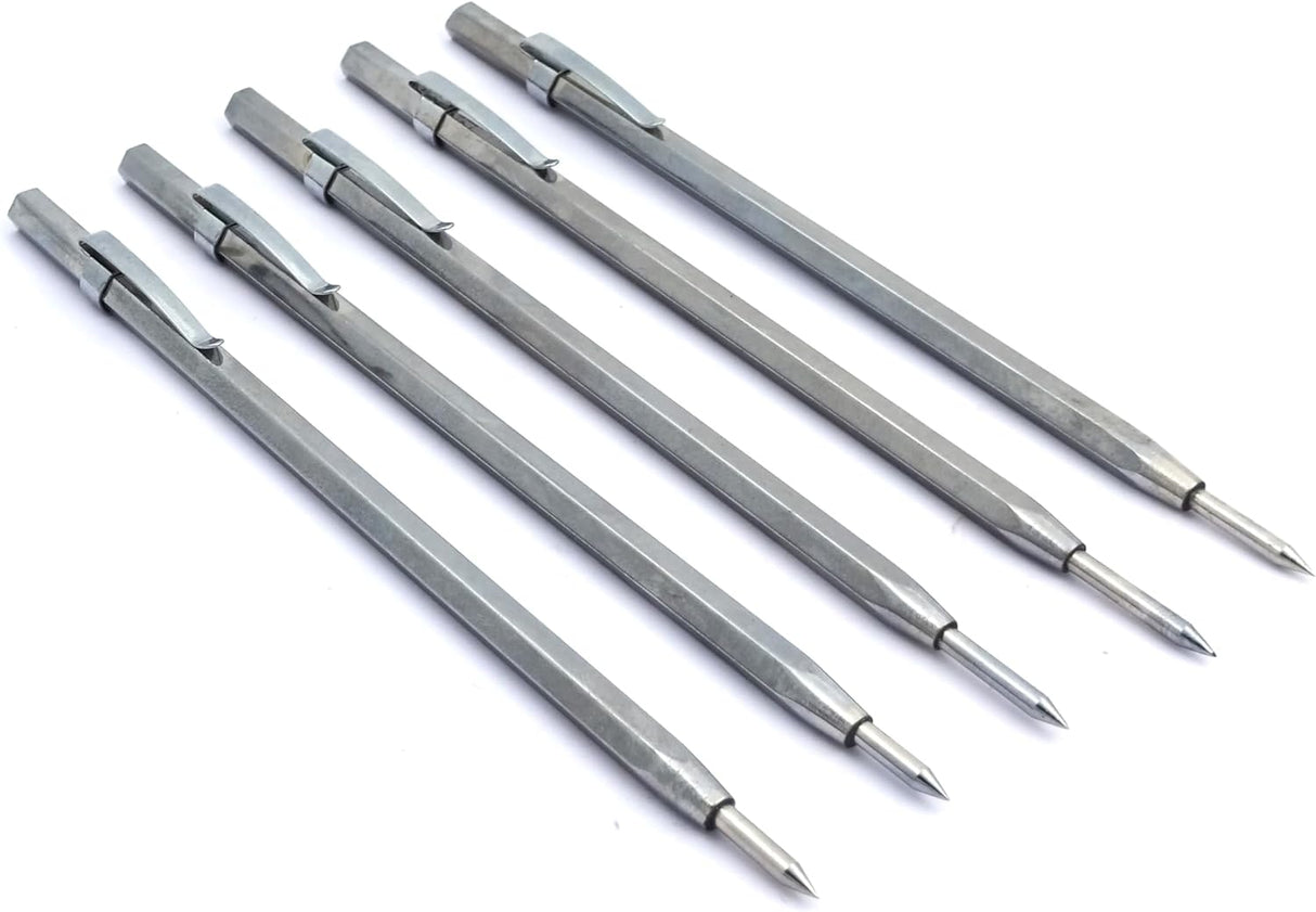 Five metal scribe marking tools