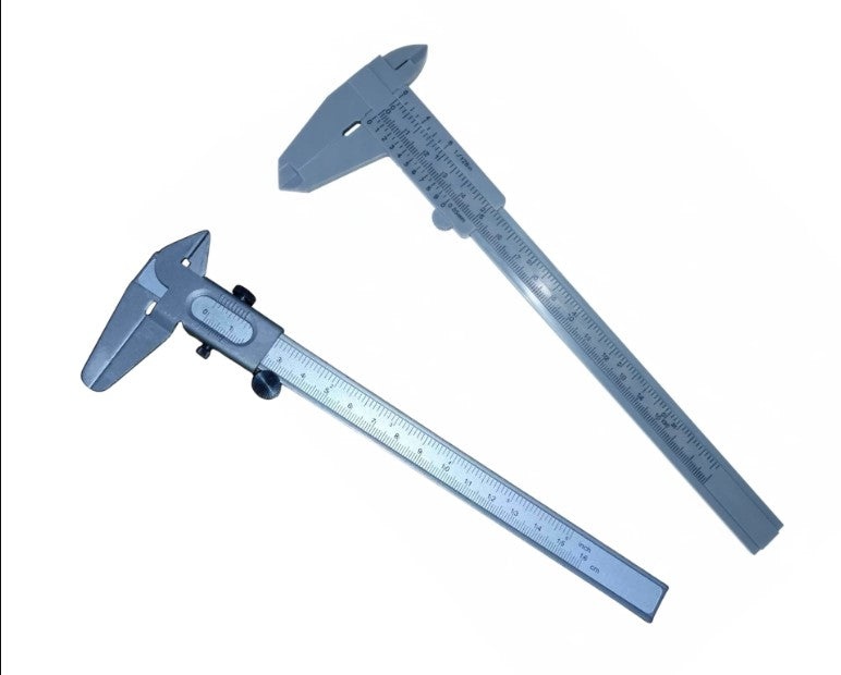Two plastic vernier measuring calipers