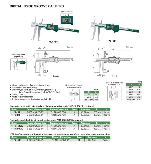 Insize digital groove caliper