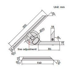 Technical drawing of bevel protractor