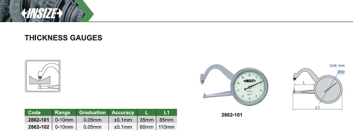 Insize thickness gauge technical display