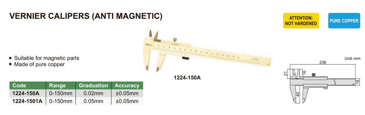 Anti-magnetic vernier caliper datasheet