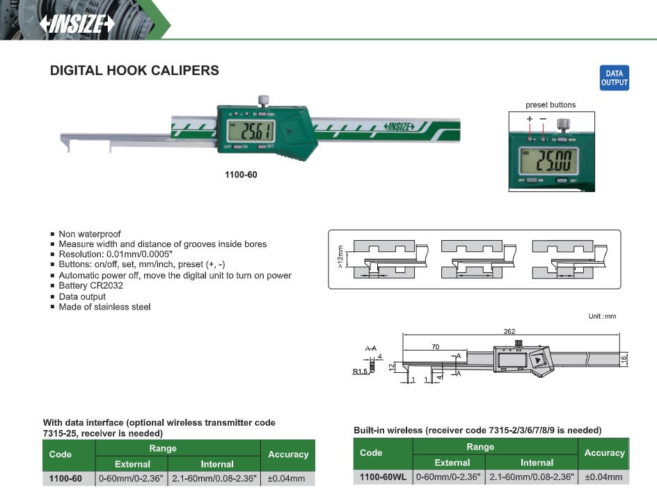 Insize digital hook caliper
