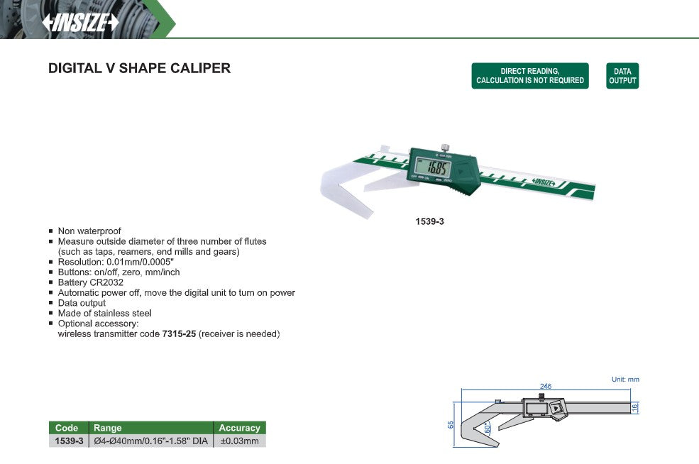 Insize digital V caliper