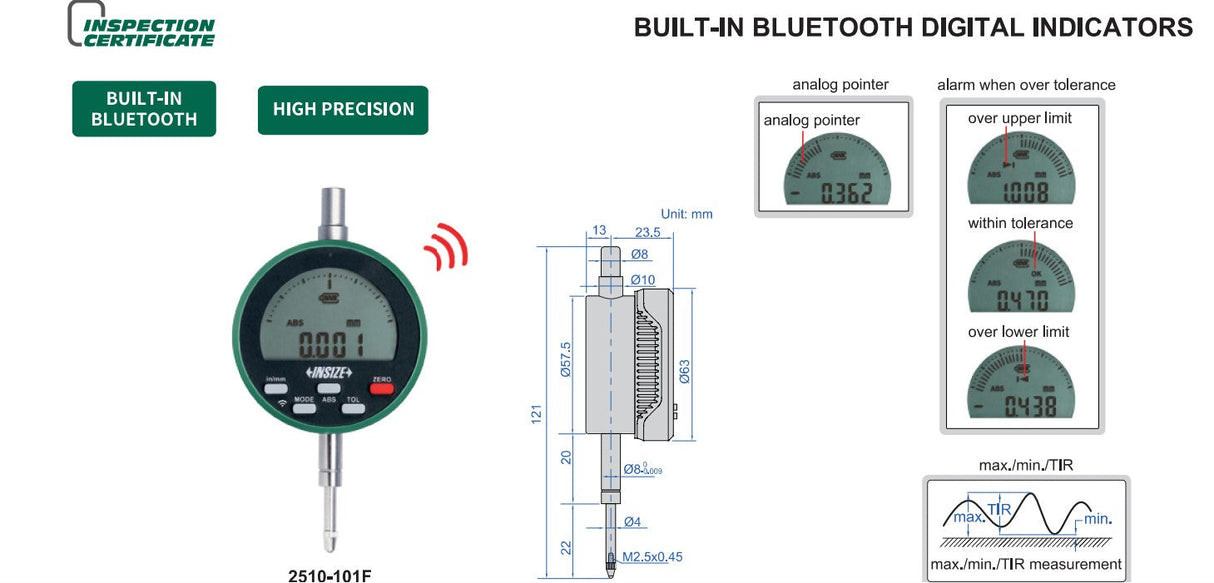 INSIZE BUILT-IN BULETOOTH DIGITAL INDICATORS 2510