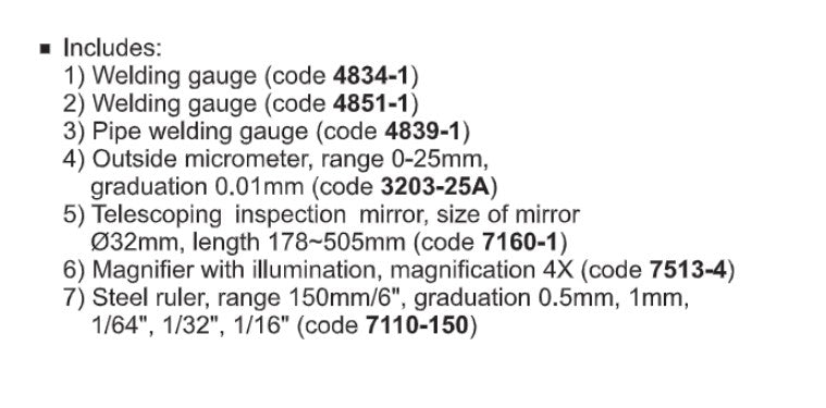 INSIZE 7-PIECE WELDING GAUGE SET (5071)
