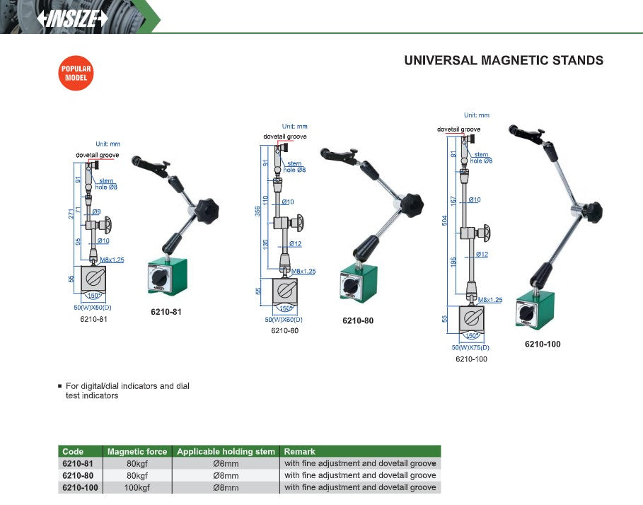Insize universal magnetic stands sheet