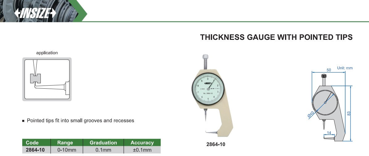 Insize thickness gauge product sheet