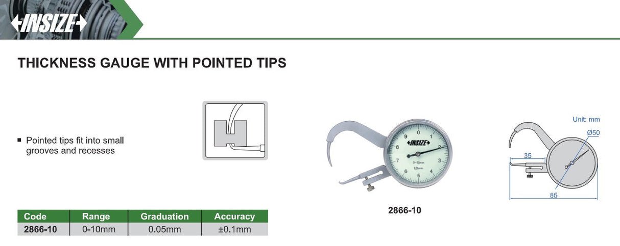Insize thickness gauge product sheet