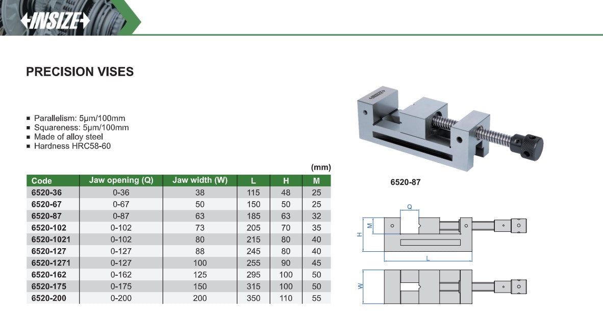 Precision vises specifications catalog