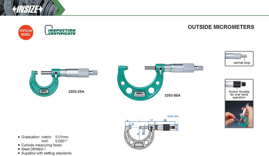 Outside micrometers product catalog