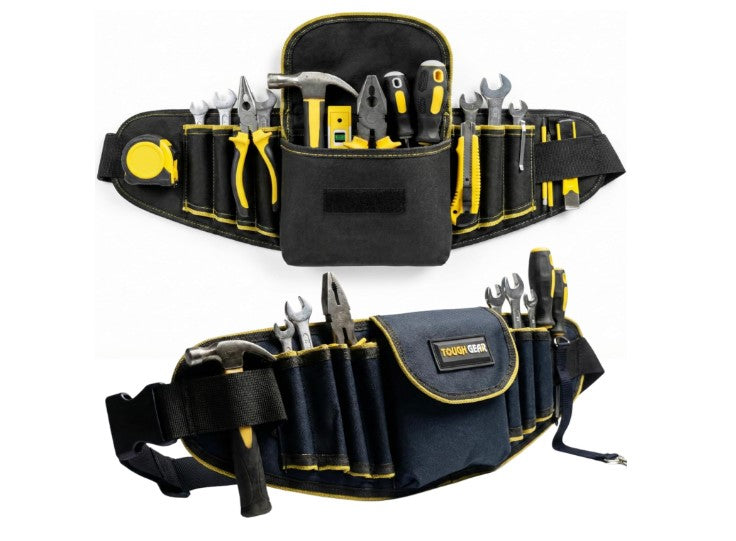 TOUGH GEAR 2.0 Pro Series Heavy Duty Tool Belt Waist Bag 600×145×50 mm, Durable Oxford Polyester Multi-Pocket Tool Storage Pouch with Adjustable Belt for Electrician, Technician & Repair Work.