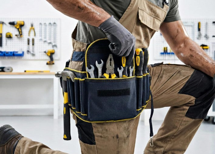 TOUGH GEAR 2.0 Pro Series Heavy Duty Tool Belt Waist Bag 600×145×50 mm, Durable Oxford Polyester Multi-Pocket Tool Storage Pouch with Adjustable Belt for Electrician, Technician & Repair Work.