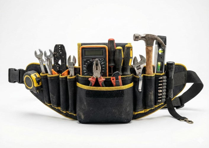 TOUGH GEAR 2.0 Pro Series Heavy Duty Tool Belt Waist Bag 600×145×50 mm, Durable Oxford Polyester Multi-Pocket Tool Storage Pouch with Adjustable Belt for Electrician, Technician & Repair Work.