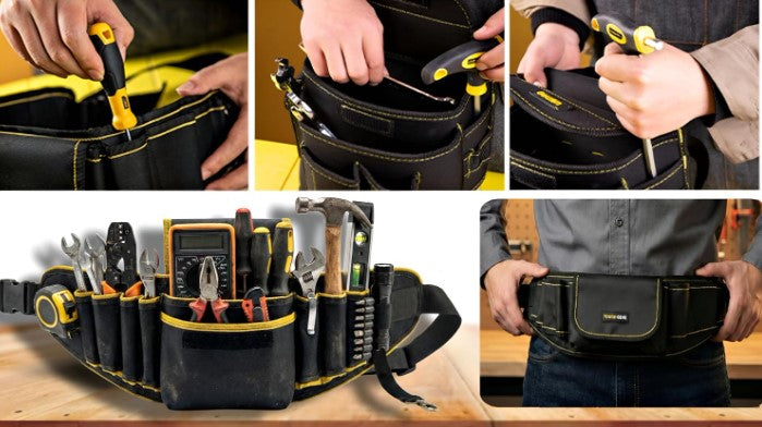 TOUGH GEAR 2.0 Pro Series Heavy Duty Tool Belt Waist Bag 600×145×50 mm, Durable Oxford Polyester Multi-Pocket Tool Storage Pouch with Adjustable Belt for Electrician, Technician & Repair Work.