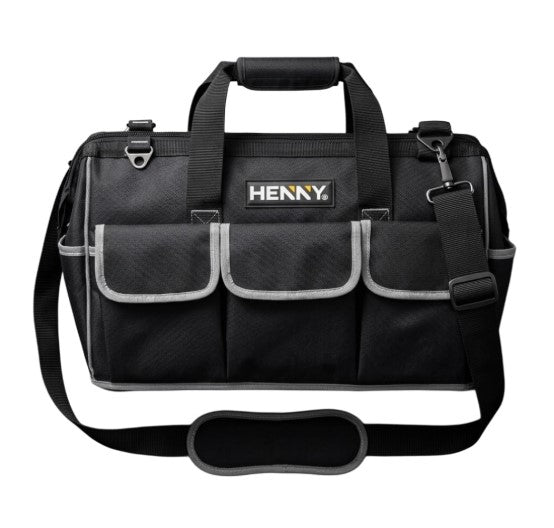HENNY BAGS Heavy Duty Tool Bag 18-Inch, 16-Pocket Premium Urban CORD Professional Storage Organizer, Large Zipper, Strong, Electrician Technician, Industrial, Multipurpose Waterproof Tool Bag