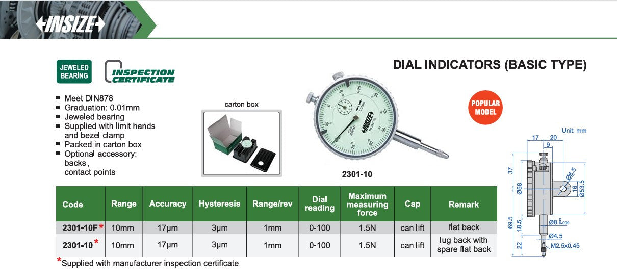 Insize basic dial indicators