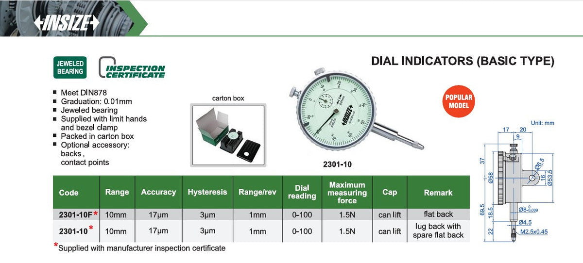 Insize basic dial indicators
