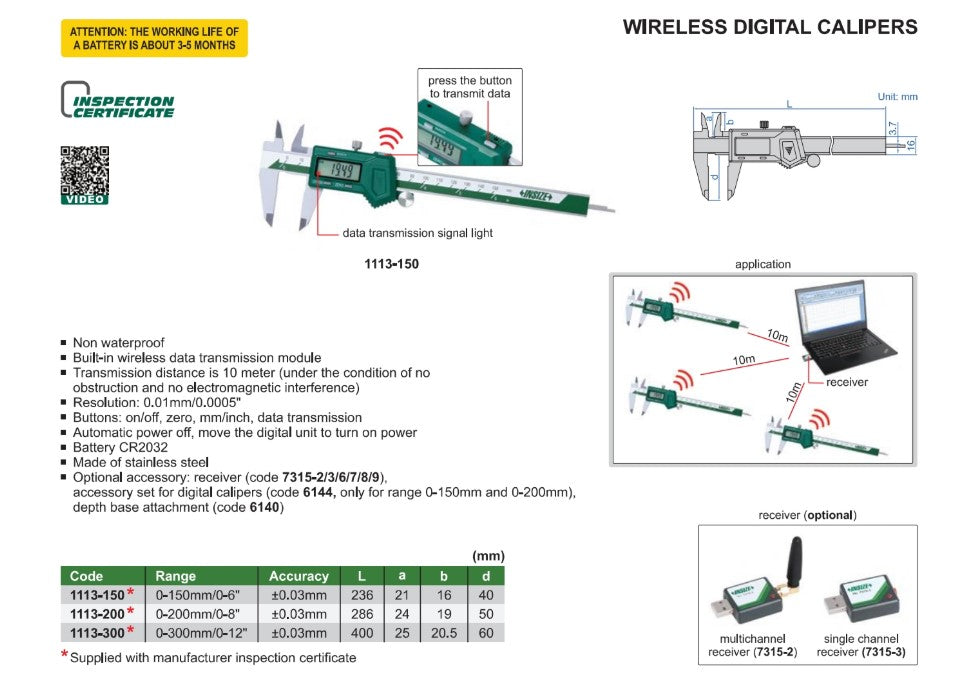 Insize wireless digital calipers