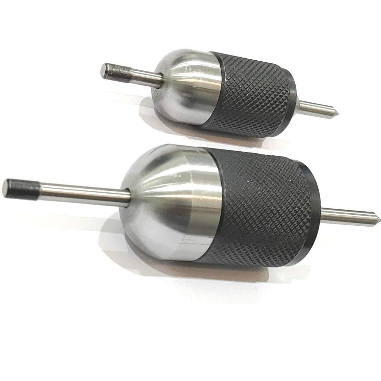 Set of two universal transfer center punches with knurled guide sleeves