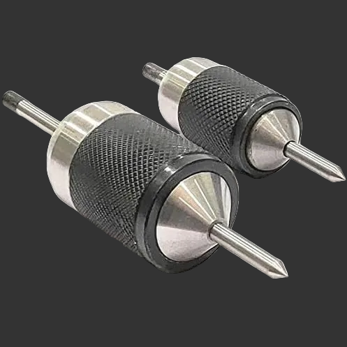 two spring-loaded universal transfer center punch tools with knurled grip sleeves