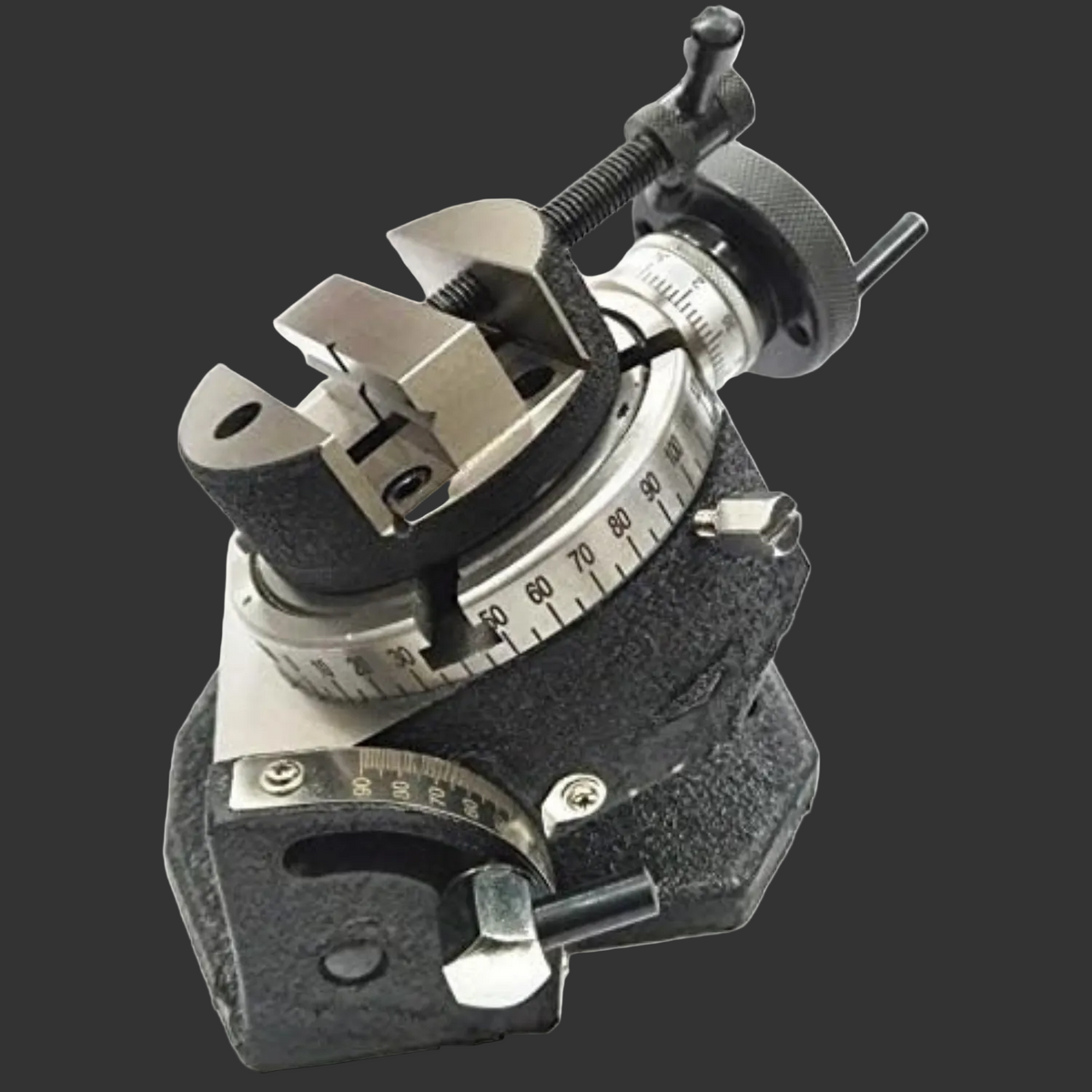 HV 4" (100 mm) Tilting Milling Indexing Horizontal Vertical Rotary Table with Round Vice- Metal Working
