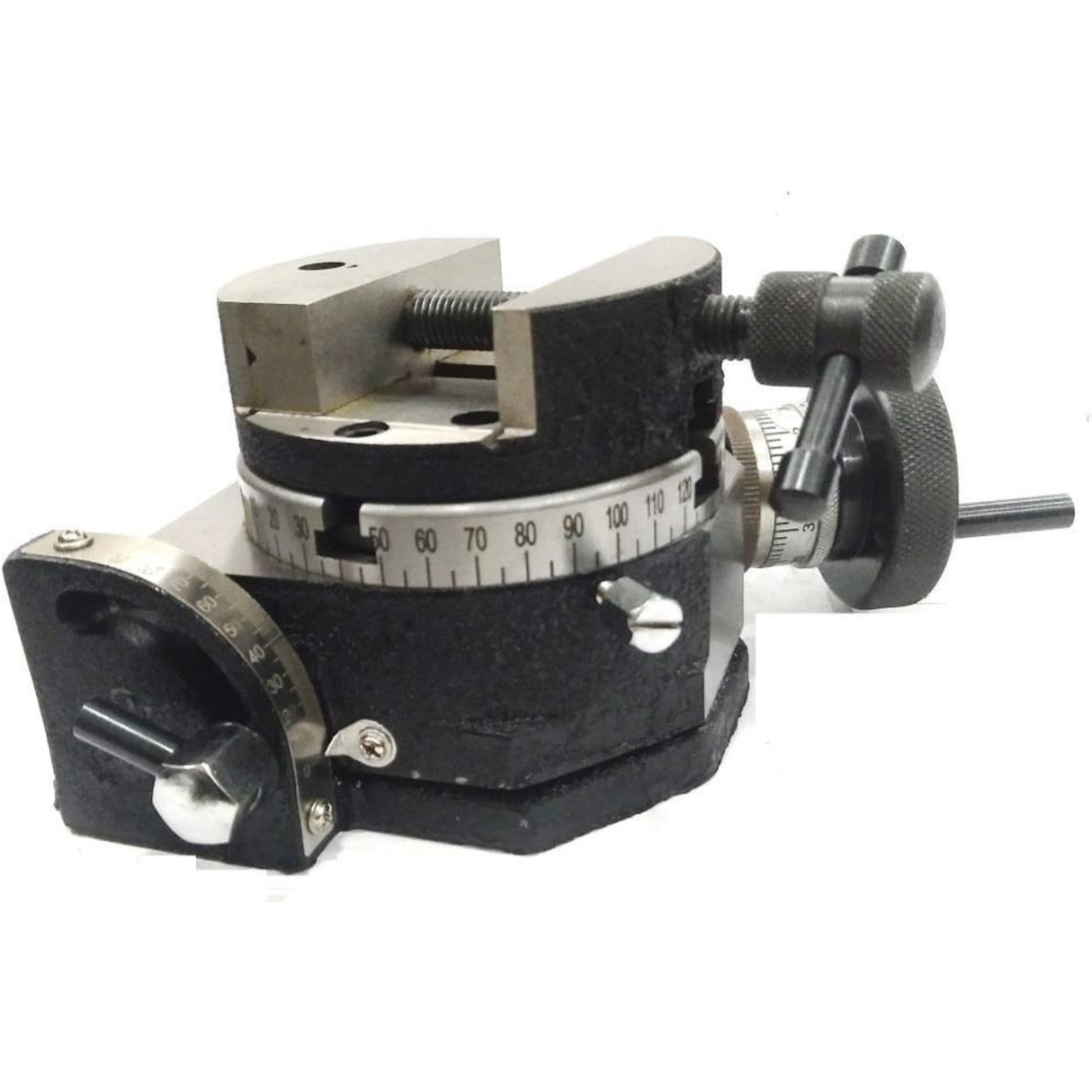 HV 4" (100 mm) Tilting Milling Indexing Horizontal Vertical Rotary Table with Round Vice- Metal Working