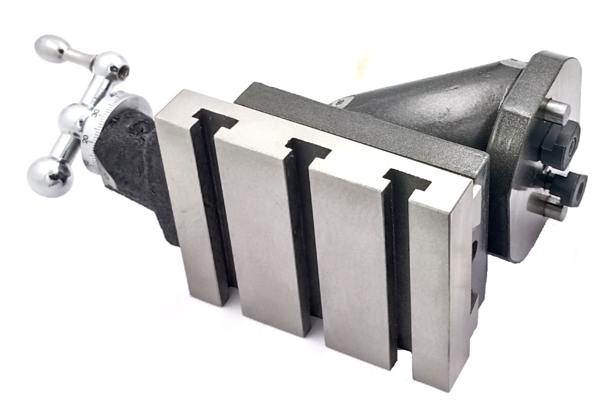 Steel grinding vice mounted on vertical milling slide for mini lathe