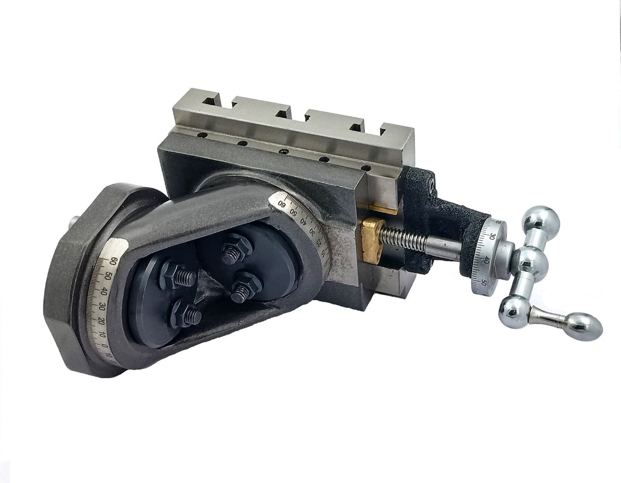Angular machining possible with vertical milling slide for mini lathe