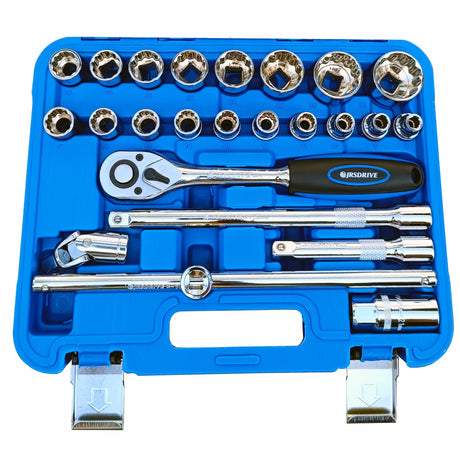 Eastman Chrome Vanadium Steel Square Drive Socket Set 24 Pcs E-624N
