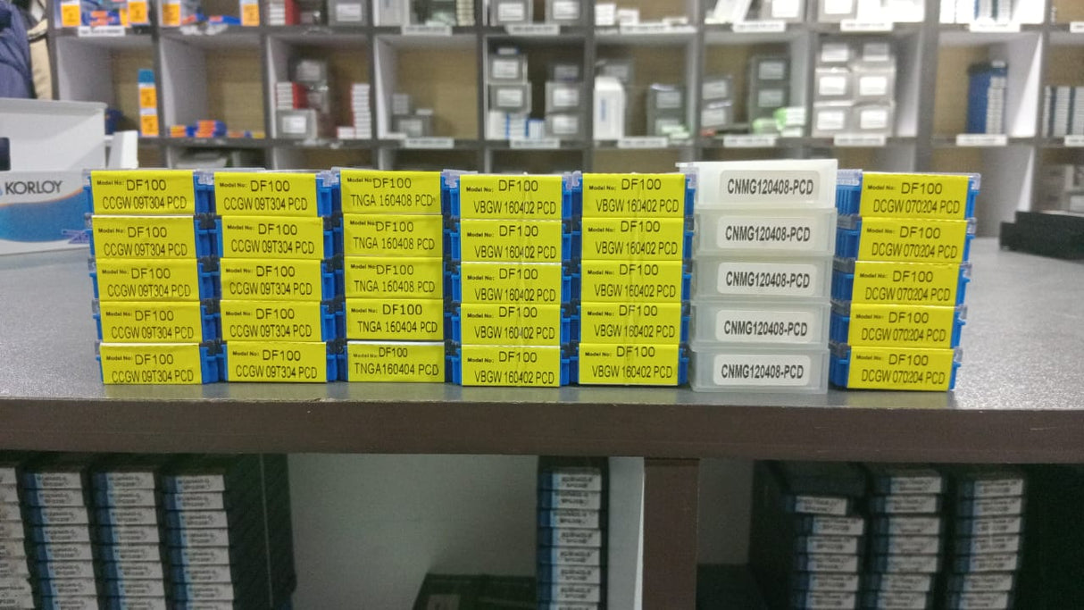 Stack of boxes with yellow labels