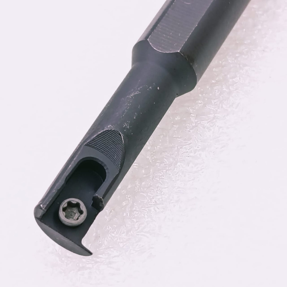 Close-up of a black tool bit