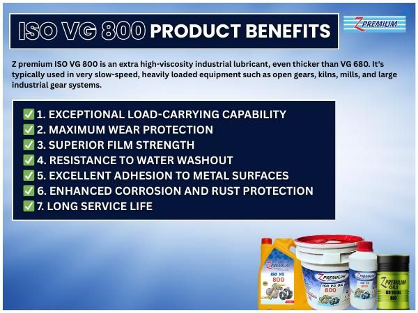 Z Premium ISO VG 800 product benefits with lubricant containers