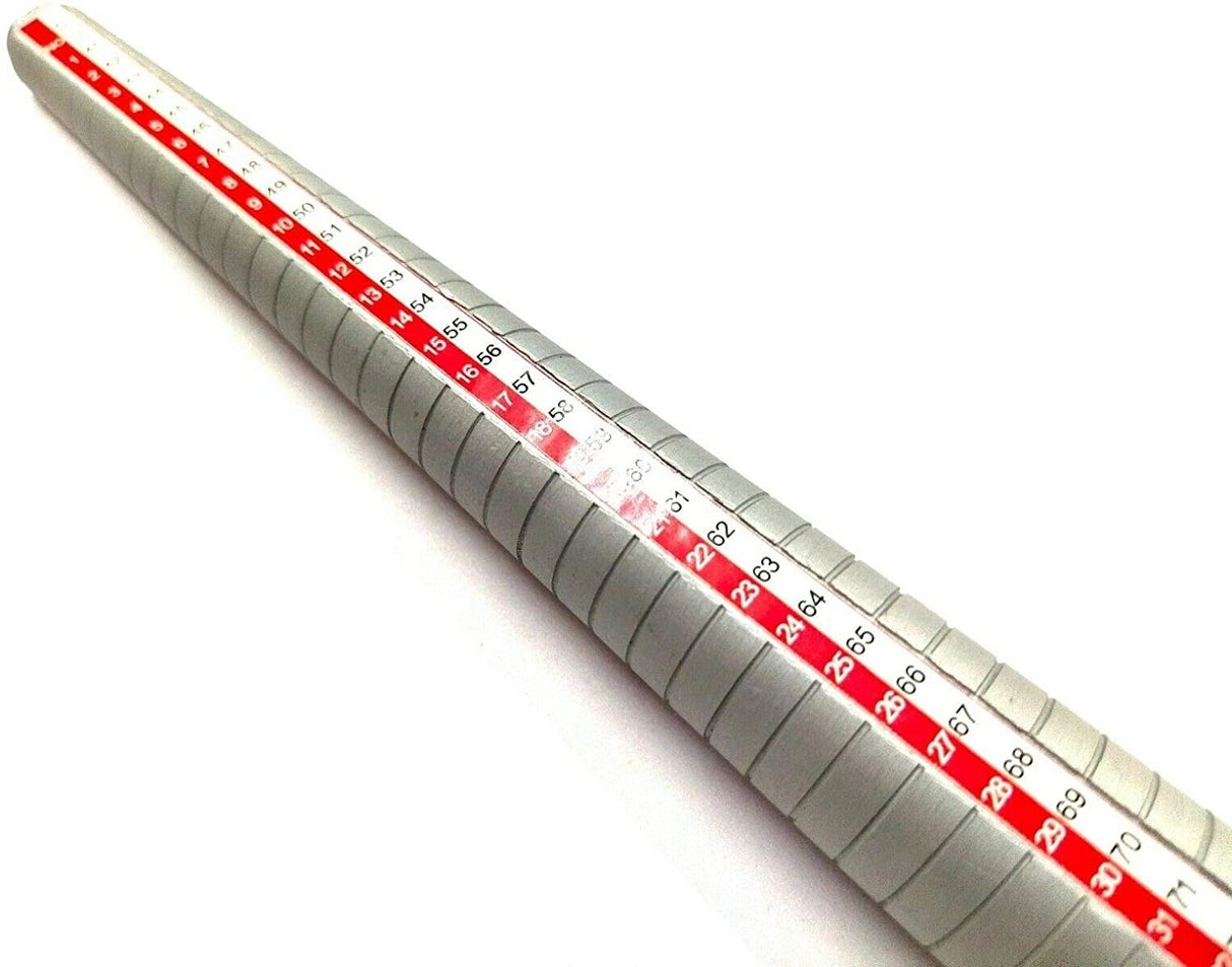 Metal jewelry ring sizing mandrel