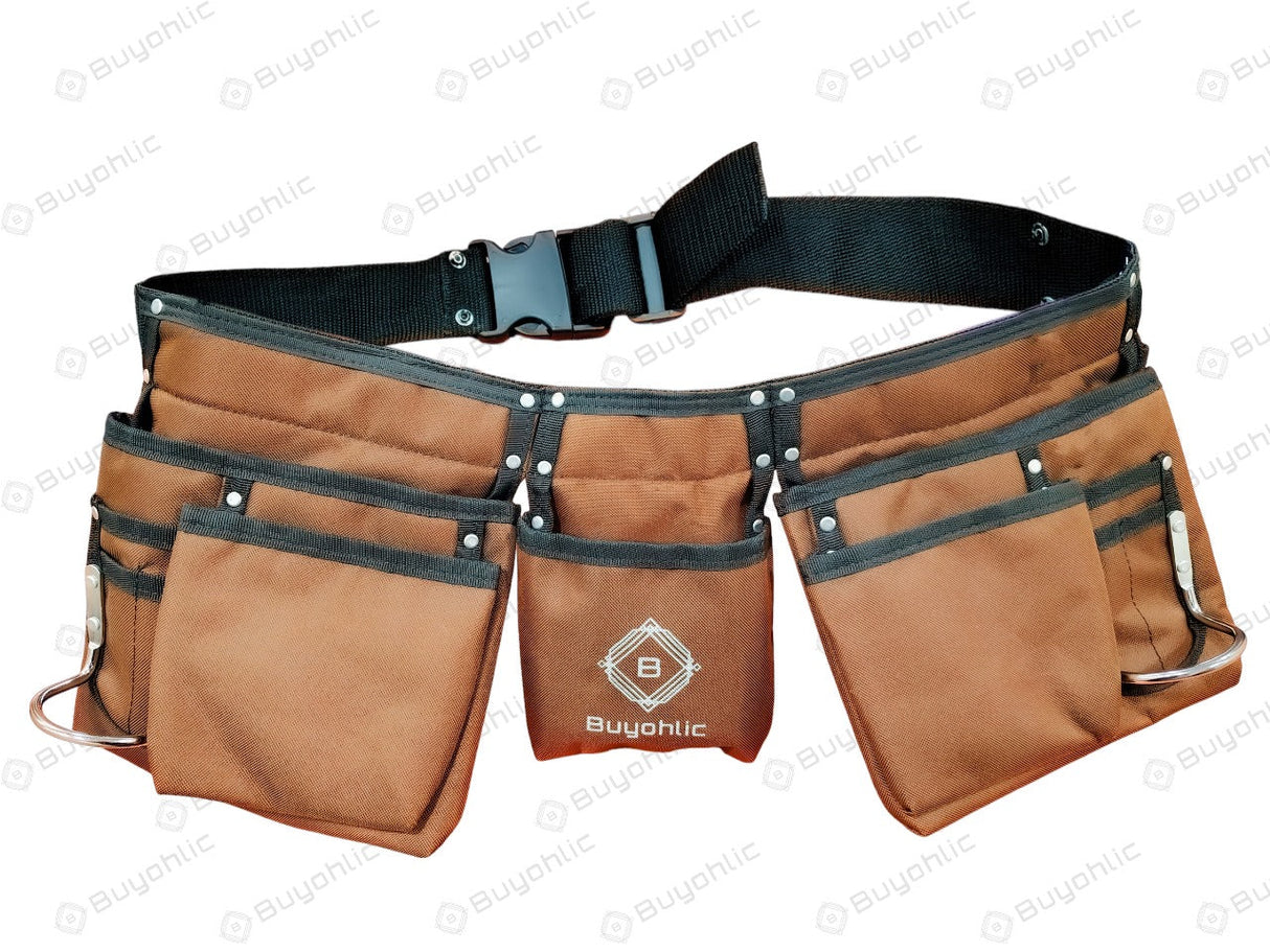 Brown canvas tool belt pouches
