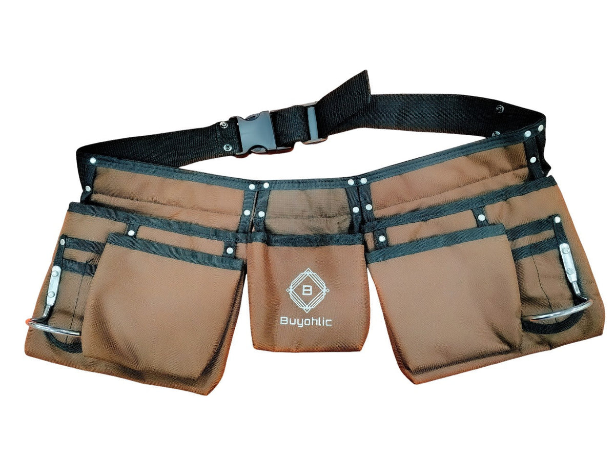 Brown canvas tool belt pouches