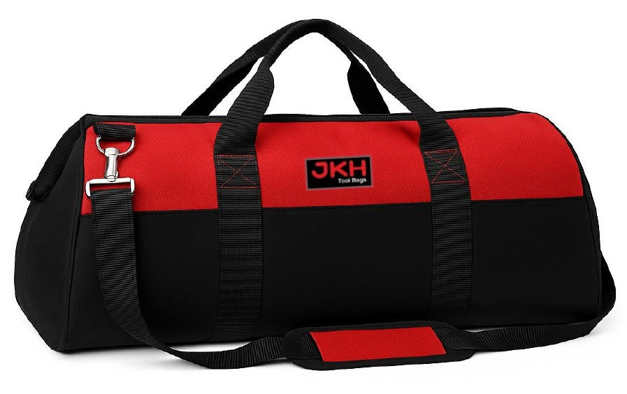 Black and red duffel bag
