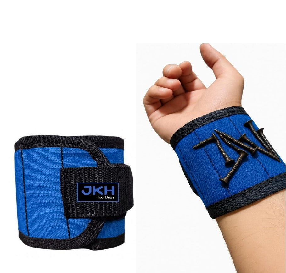 Blue wrist support with black straps