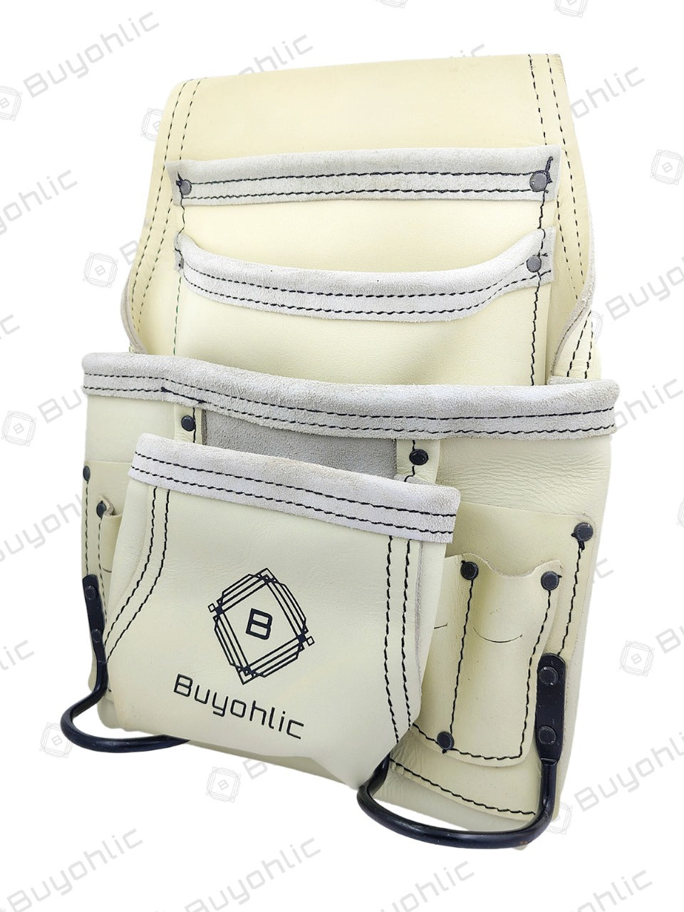 Heavy-Duty Leather Nail & Tool Bag – 10 Pocket Top Grain Construction Pouch